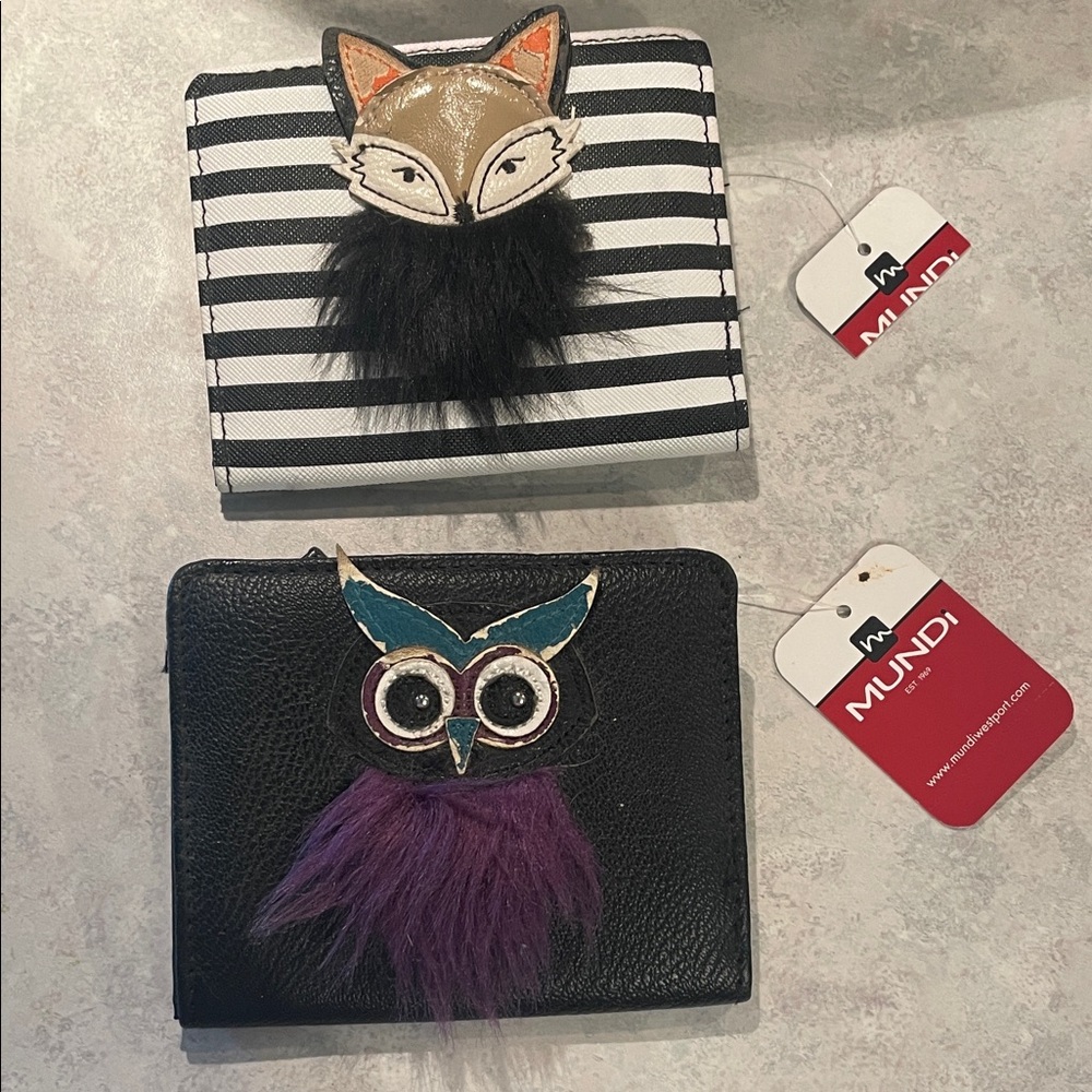 mundi Striped Fox and Black Owl Wallets